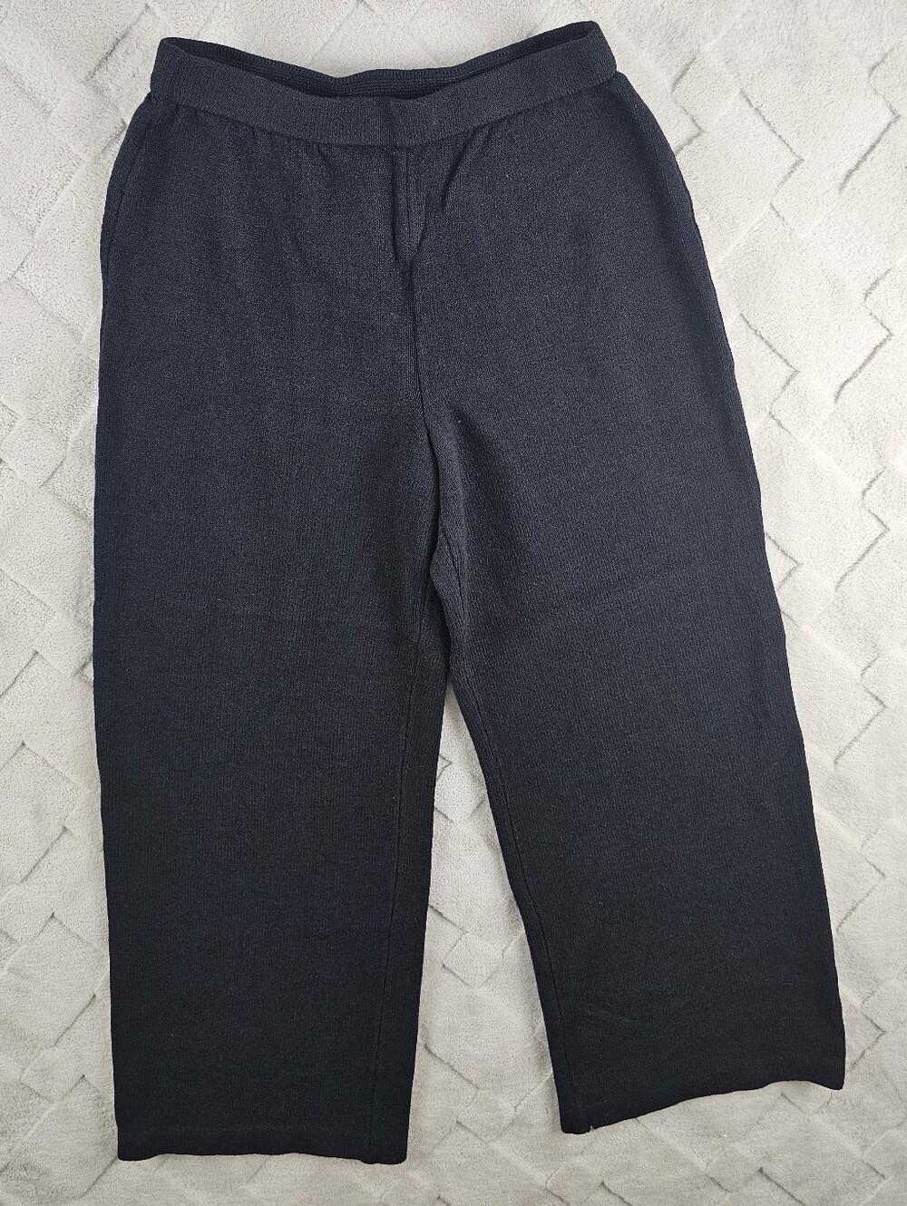 St. John Caviar Santana Knit Cropped Straight-Leg Pants Womens 6 Black